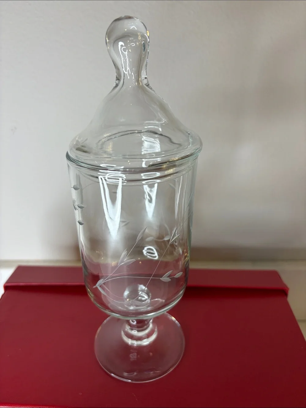 Princess House Heritage Collection Etched Glass Apothecary Jar with Lid - Clear